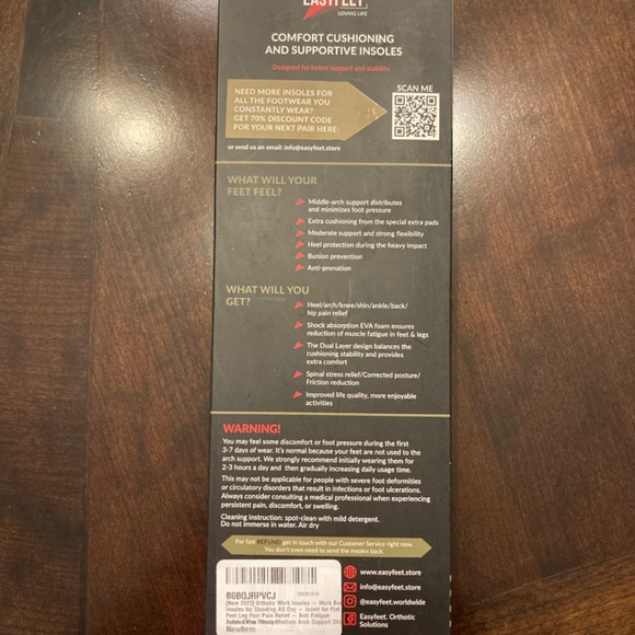 NIB EasyFeet Earth Basics daily comfort and support insoles / orthotics - Picture 6 of 9